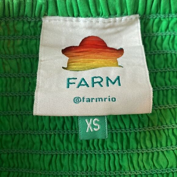Farm Rio NWT Embroidered Tiered Dress Green Rainbow Stripe XS - Picture 8 of 8